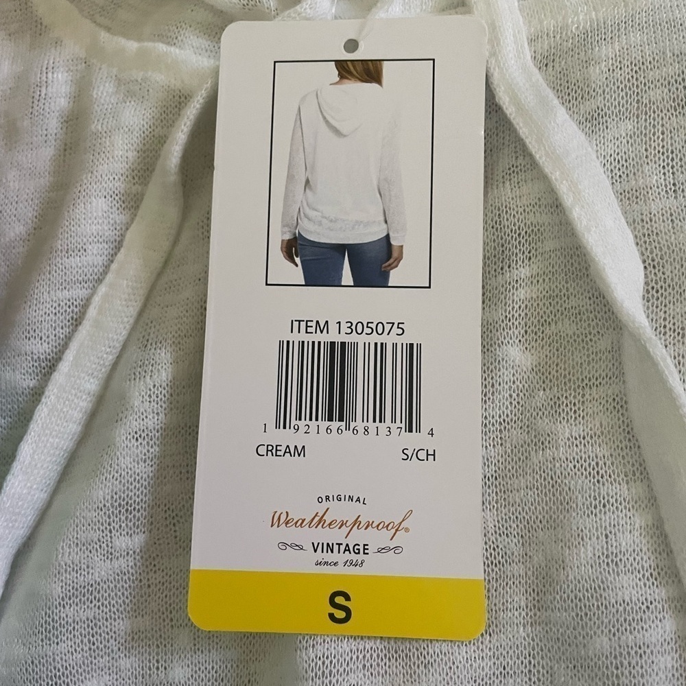 NWT Weatherproof Vintage White/Cream Sheer Hoodie - Picture 3 of 5
